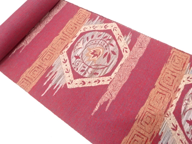 JAPANESE KIMONO / ANTIQUE BOLT FOR NAGOYA OBI / SILK / TSUMUGI / WOVEN FLORAL SARASA